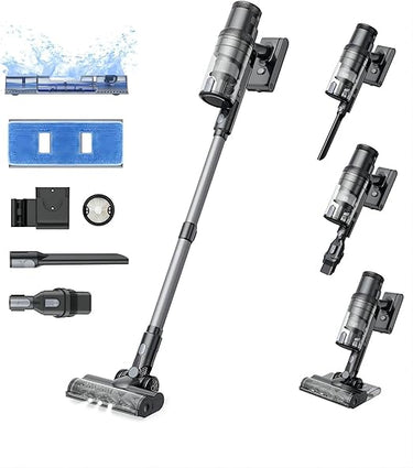 Proscenic P11 Mopping Aspiradora sin Cable, Aspira y Friega, Aspiradora Escoba Potente 35KPA, Tanque Agua 340ml, Pantalla táctil, Alfombra/Cortina/Pelo Mascotas